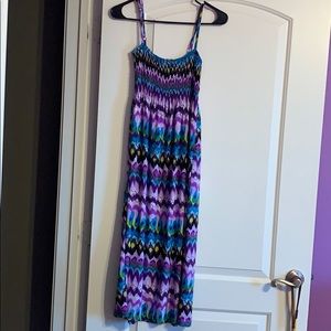 Purple pattern midi sun dress